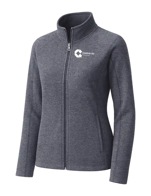 Light Navy Heather Womens Microfleece Full-Zip Jacket w/Control Air Enterprises Logo