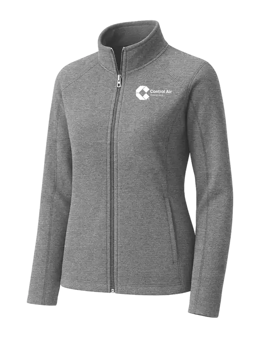 Medium Grey Womens Heather Microfleece Full-Zip Jacket w/Control Air Enterprises Logo