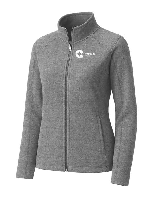 Medium Grey Womens Heather Microfleece Full-Zip Jacket w/Control Air Enterprises Logo