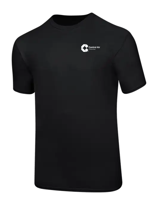 Ring Spun Jet Black 4.5 oz T-Shirt w/Control Air Enterprises Logo