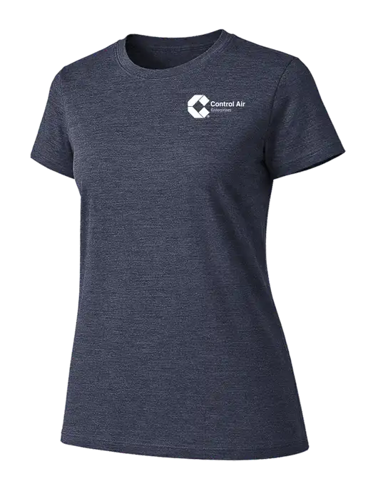 Womens Ring Spun Heather Navy 4.5 oz T-Shirt w/Control Air Enterprises Logo