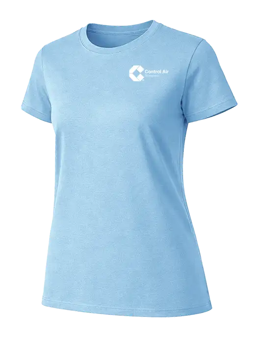 Womens Ring Spun Light Blue 4.5 oz T-Shirt w/Control Air Enterprises Logo