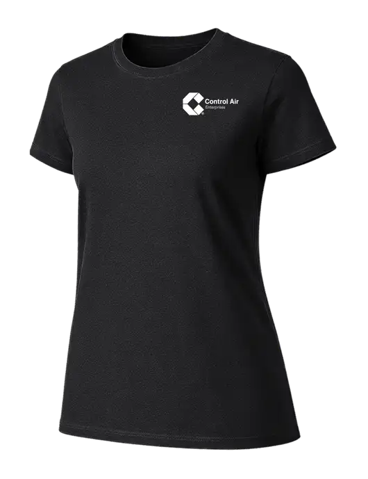 Womens Ring Spun Jet Black 4.5 oz T-Shirt w/Control Air Enterprises Logo