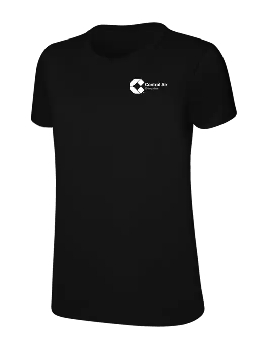 Womens Ring Spun Jet Black 4.5 oz T-Shirt w/Control Air Enterprises Logo
