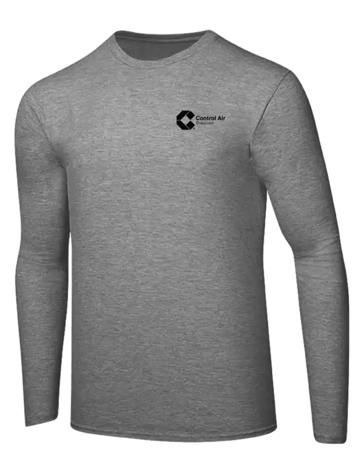 Ring Spun Light Heather Grey 4.5 oz Long Sleeve T-Shirt w/Control Air Enterprises Logo