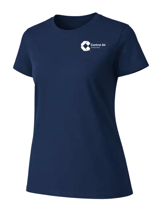Womens Ring Spun Navy 4.5 oz T-Shirt w/Control Air Enterprises Logo