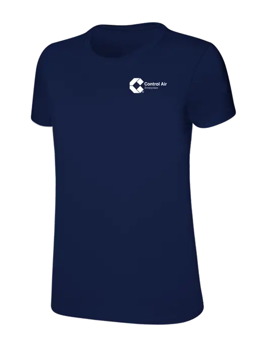 Womens Ring Spun Navy 4.5 oz T-Shirt w/Control Air Enterprises Logo