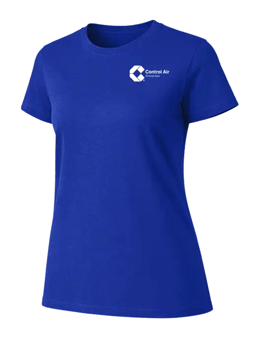 Womens Ring Spun Royal 4.5 oz T-Shirt w/Control Air Enterprises Logo