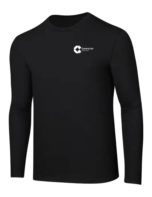 Ring Spun Jet Black 4.5 oz Long Sleeve T-Shirt w/Control Air Enterprises Logo