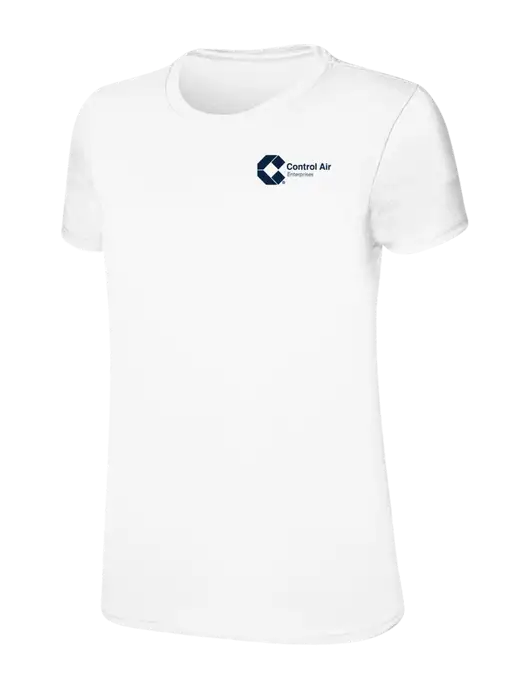 Womens Ring Spun White 4.5 oz T-Shirt w/Control Air Enterprises Logo