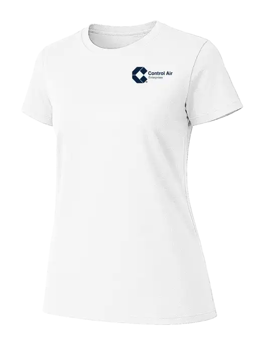 Womens Ring Spun White 4.5 oz T-Shirt w/Control Air Enterprises Logo