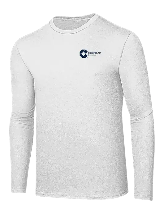 Ring Spun White 4.5 oz Long Sleeve T-Shirt w/Control Air Enterprises Logo