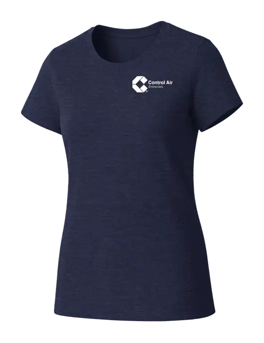 Womens Seriously Soft Heathered Navy T-Shirt w/Control Air Enterprises Logo