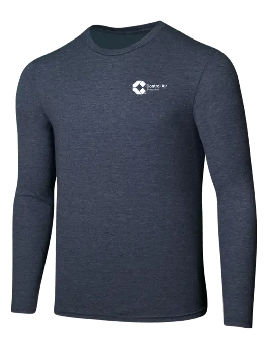 Seriously Soft Heathered Navy Long Sleeve T-Shirt w/Control Air Enterprises Logo