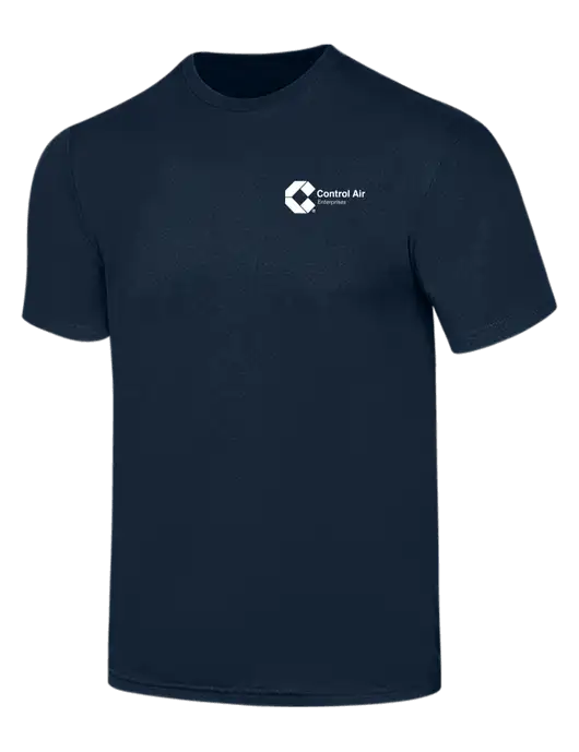 Simply Soft Navy 4.5oz  Poly/Combed Ring Spun Cotton T-Shirt w/Control Air Enterprises Logo
