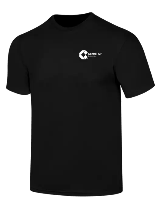 Simply Soft Black 4.5oz  Poly/Combed Ring Spun Cotton T-Shirt w/Control Air Enterprises Logo