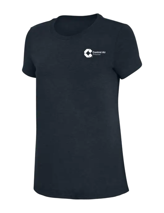 Womens Simply Soft Navy 4.5oz Poly/Combed Ring Spun Cotton T-Shirt w/Control Air Enterprises Logo