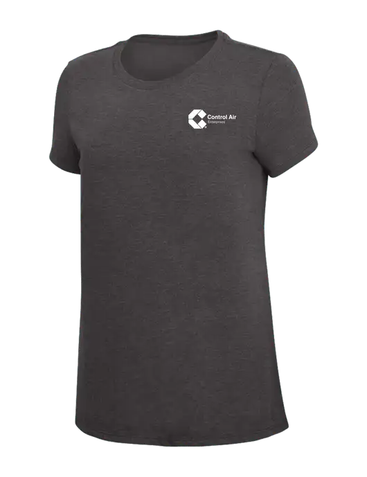 Womens Simply Soft Heather Charcoal 4.5oz  Poly/Combed Ring Spun Cotton T-Shirt w/Control Air Enterprises Logo