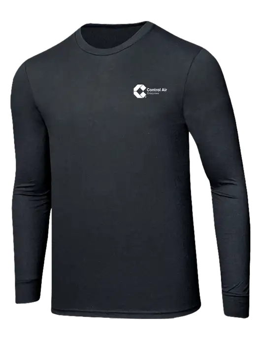 Simply Soft Long Sleeve Black Frost 4.5 oz, Poly/Combed Ring Spun Cotton T-Shirt w/Control Air Enterprises Logo