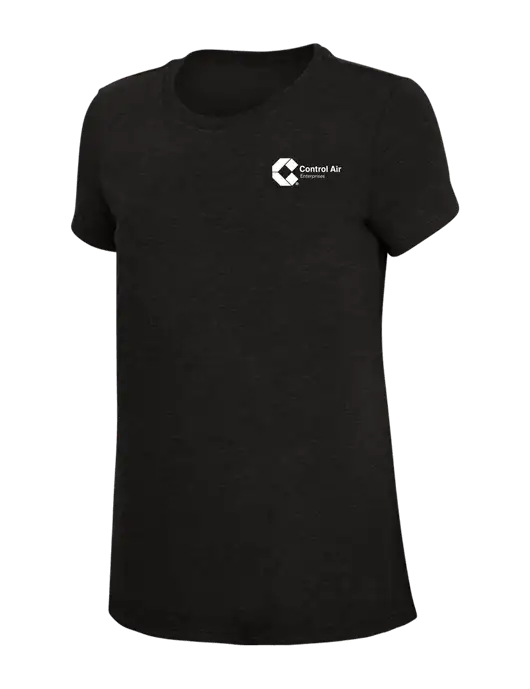 Womens Simply Soft Black 4.5oz Poly/Combed Ring Spun Cotton T-Shirt w/Control Air Enterprises Logo