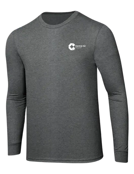 Simply Soft Long Sleeve Medium Grey Frost 4.5 oz, Poly/Combed Ring Spun Cotton T-Shirt w/Control Air Enterprises Logo