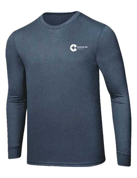 Simply Soft Long Sleeve Navy Frost 4.5 oz, Poly/Combed Ring Spun Cotton T-Shirt w/Control Air Enterprises Logo
