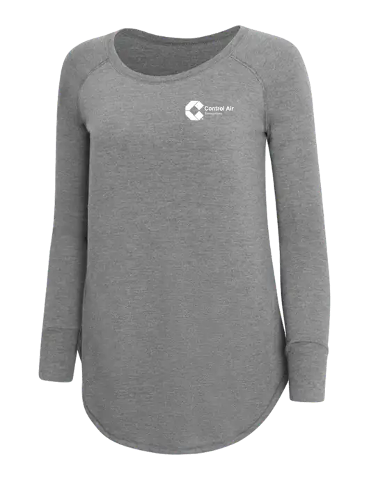 Womens Perfect Wide Collar Tunic Tri-Blend Grey Frost 4.5 oz T-Shirt w/Control Air Enterprises Logo