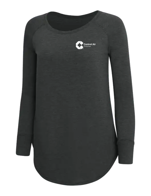 Womens Perfect Wide Collar Tunic Tri-Blend Black Frost 4.5 oz T-Shirt w/Control Air Enterprises Logo