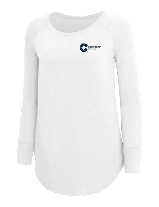 Womens Perfect Wide Collar Tunic Tri-Blend White 4.5 oz T-Shirt w/Control Air Enterprises Logo