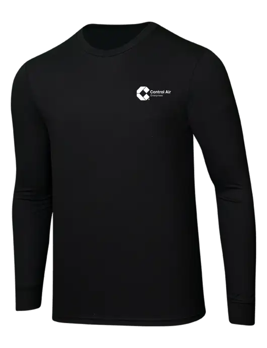 Simply Soft Long Sleeve Black 4.5 oz, Poly/Combed Ring Spun Cotton T-Shirt w/Control Air Enterprises Logo