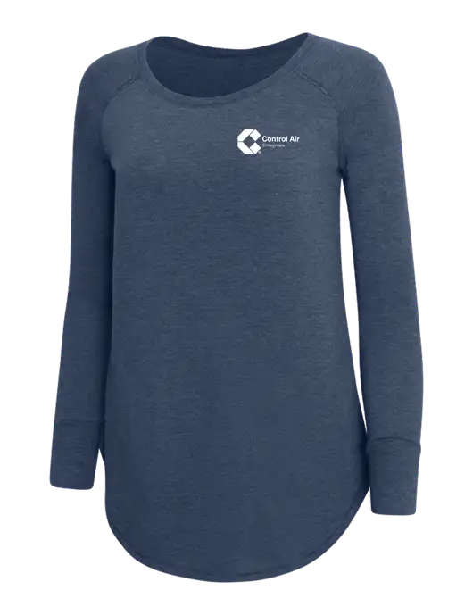 Womens Perfect Wide Collar Tunic Tri-Blend Navy Frost 4.5 oz T-Shirt w/Control Air Enterprises Logo