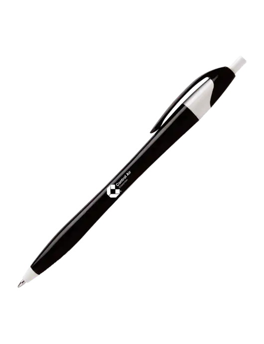 Novella Black/White Executive Pen - Blue Ink w/Control Air Enterprises Logo