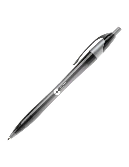 Novella Translucent Black/Silver Jewel Pen - Blue Ink w/Control Air Enterprises Logo