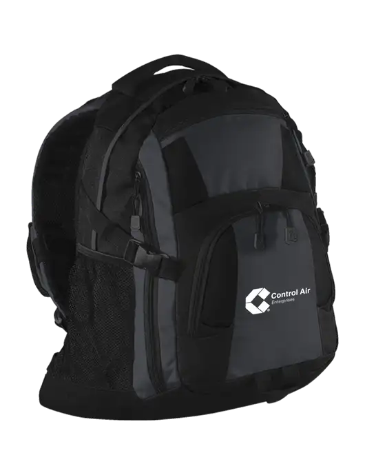 Urban Black/Grey/Black Laptop Backpack w/Control Air Enterprises Logo