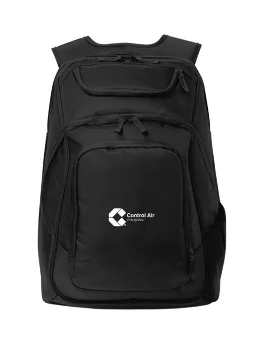 Executive Black Laptop Backpack w/Control Air Enterprises Logo