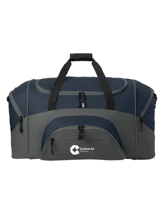 Standard Colorblock Navy/Dark Grey Sport Duffel w/Control Air Enterprises Logo