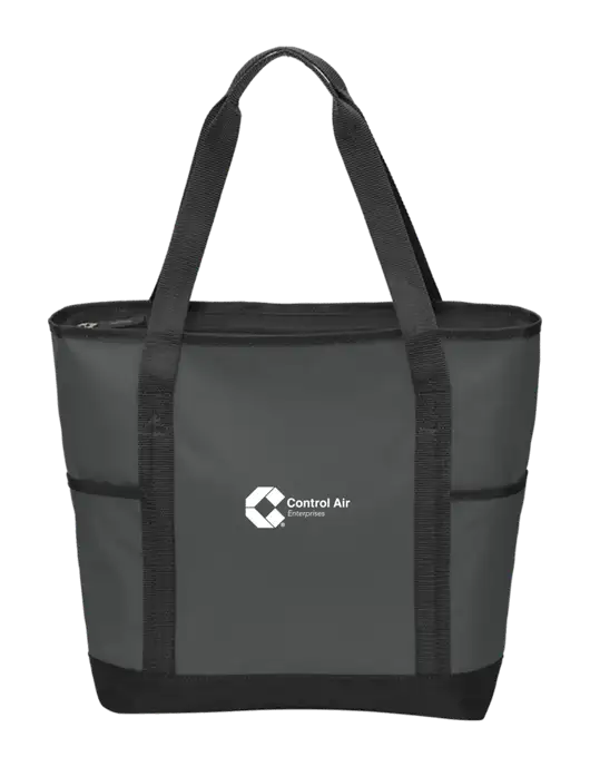 On the Go Charcoal/Black Tote  w/Control Air Enterprises Logo