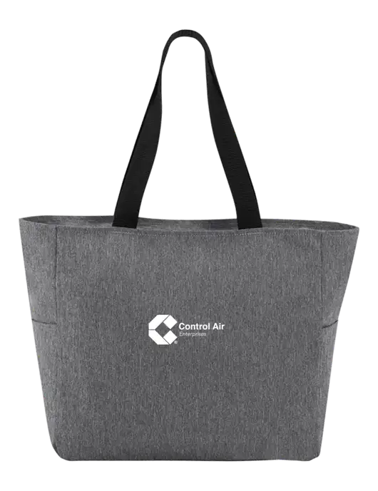 Everyday Heather Grey Zip Tote  w/Control Air Enterprises Logo