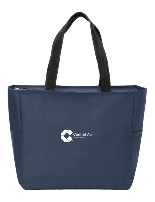 Everyday Navy Zip Tote  w/Control Air Enterprises Logo