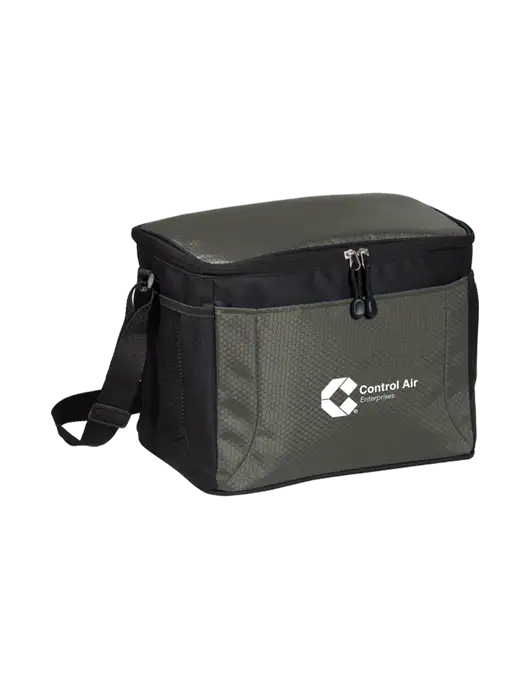 12 Can Grey/Black Cube Cooler w/Control Air Enterprises Logo