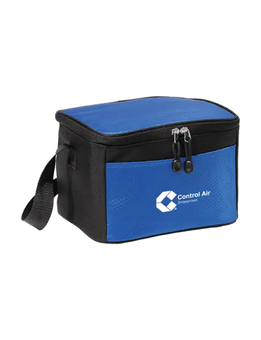 6 Can Twilight Blue/Black Cube Cooler w/Control Air Enterprises Logo