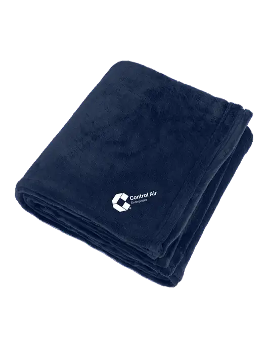 Oversized Deep Navy Ultra Plush Blanket w/Control Air Enterprises Logo