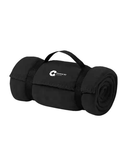 Casual Black Fleece Blanket With Strap w/Control Air Enterprises Logo