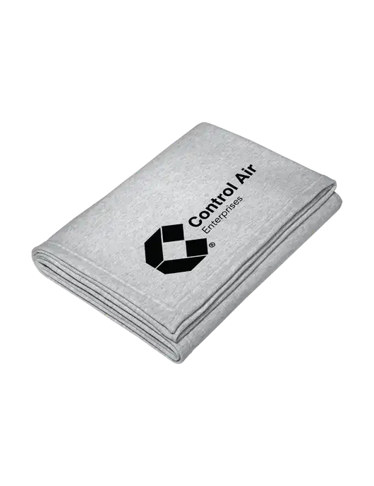 Core Light Grey Heather Fleece Sweatshirt Blanket w/Control Air Enterprises Logo