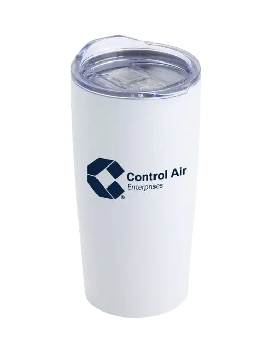 Society White 20 oz Insulated Tumbler w/Control Air Enterprises Logo