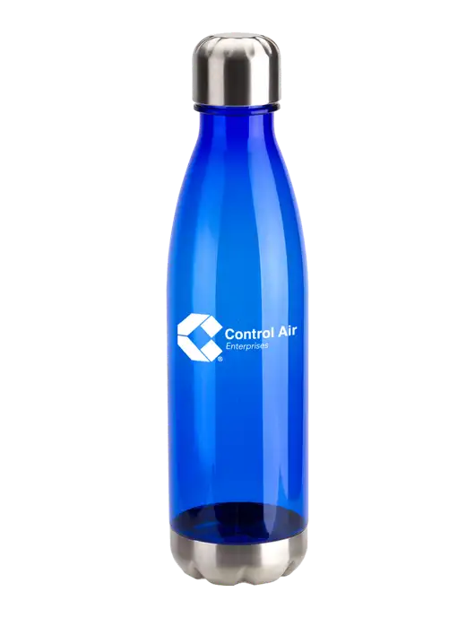 Bayside Tritan Blue 25 oz Bottle with Stainless Base and Cap w/Control Air Enterprises Logo