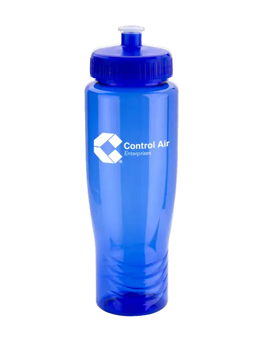 Roam Blue 28 oz Eco-Polyclear Bottle with Push Pull Lid w/Control Air Enterprises Logo