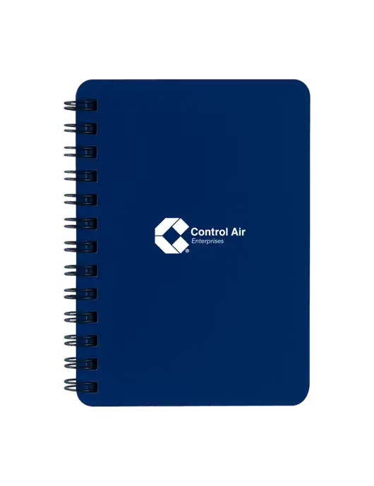 Sturdy Navy Blue Hardcover Notebook, 5.25 x 7 w/Control Air Enterprises Logo