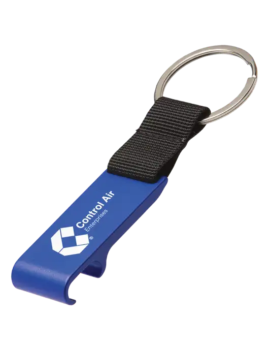 Blue Bottle Opener & Key Ring w/Control Air Enterprises Logo