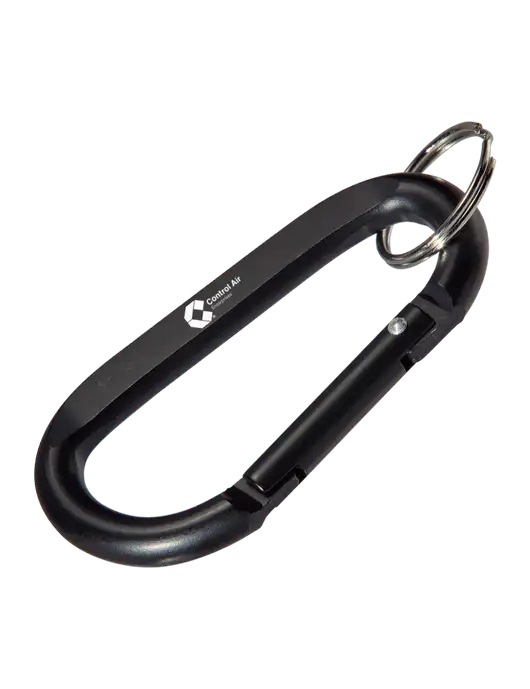Black Carabiner & Key Ring w/Control Air Enterprises Logo